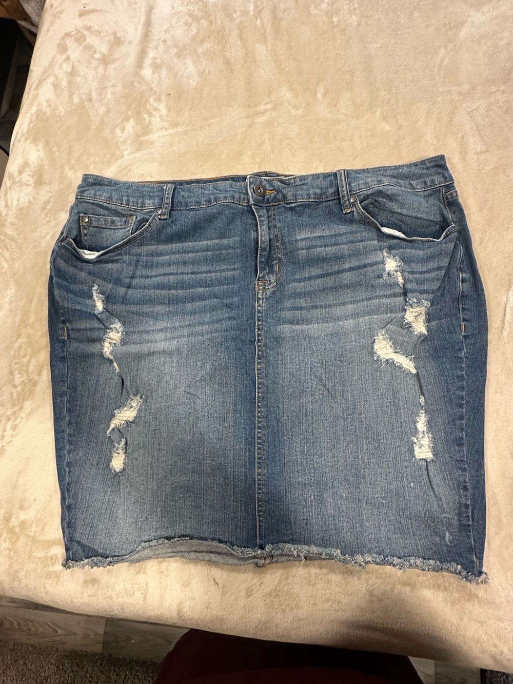 Torrid Distressed Blue Denim Mini Skirt